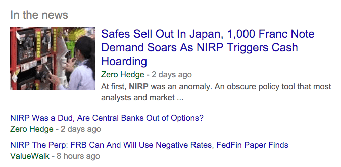 Just take a look at these recent headlines to see that NIRP, ZIRP and war on cash is real. 